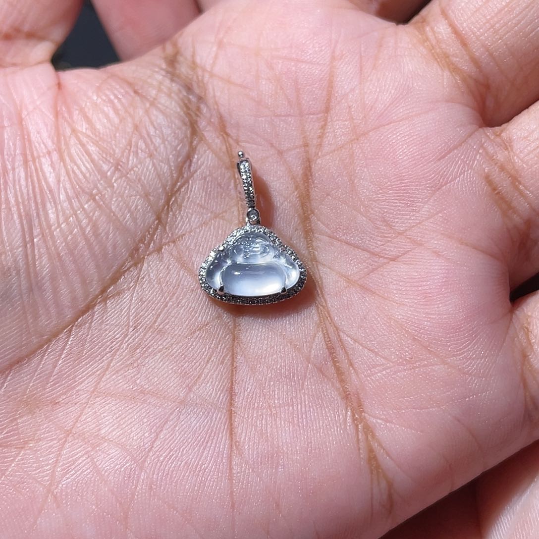 吊坠(不含链)18K金镶嵌翡翠艾****<