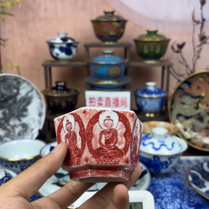 伦***陶盖碗景德镇手工手绘陶瓷