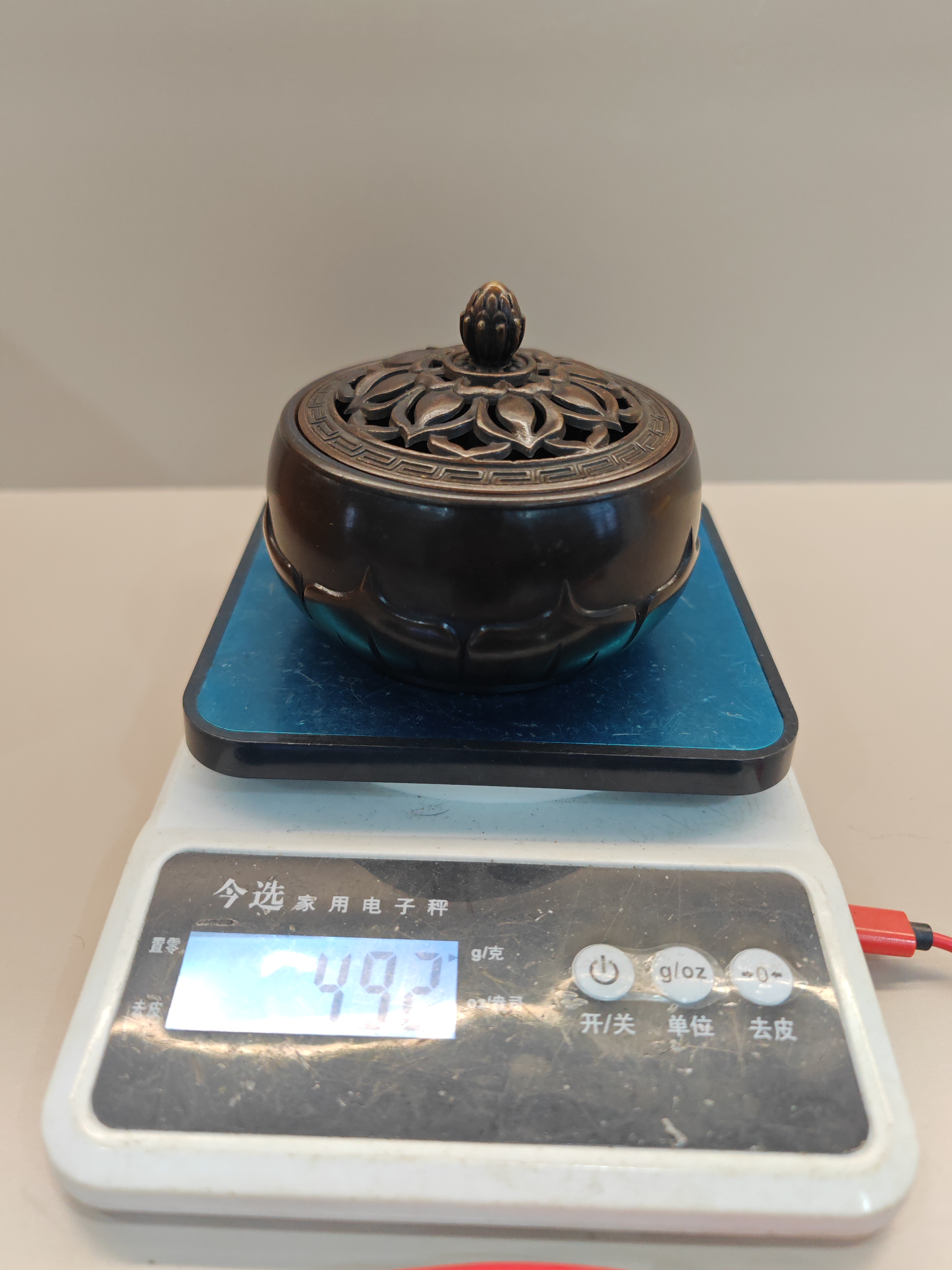 纯铜莲花熏香炉摆件