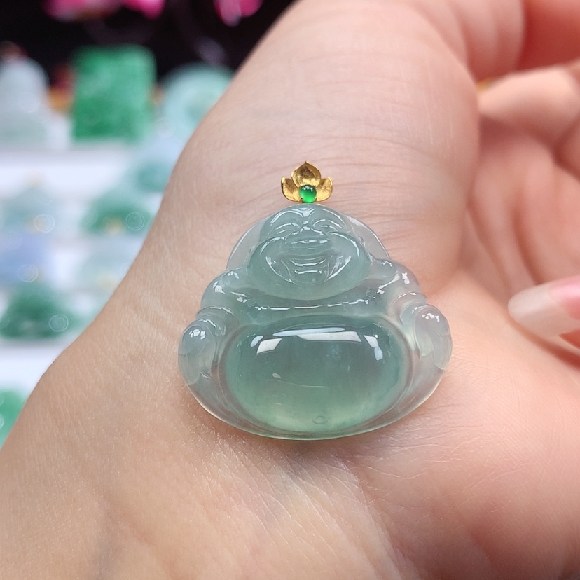 【闪购商品】翡翠吊坠(赠链)18K金镶嵌