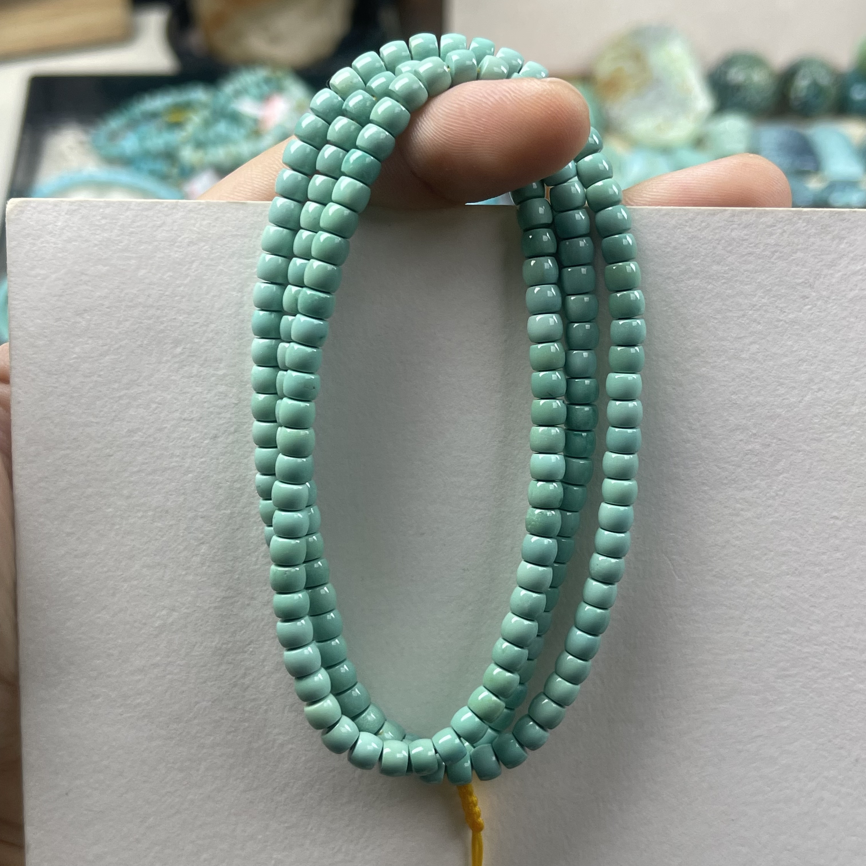 原矿高瓷绿松石108多圈项链