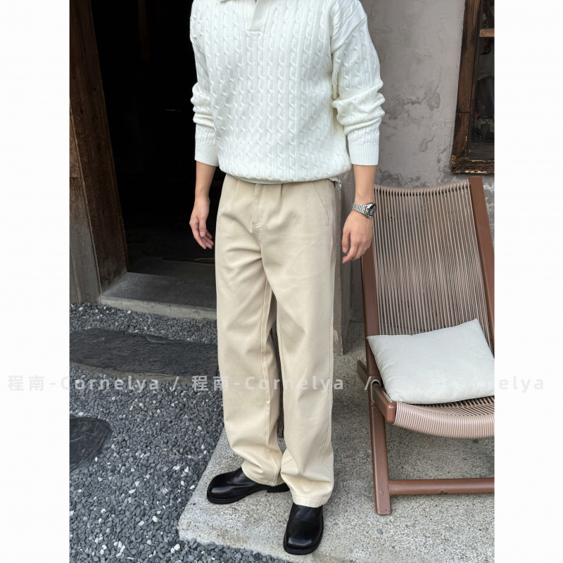 C / Cornelya 斜纹梭织棉‘  INS极简直筒垂感百搭宽松休闲裤厚款