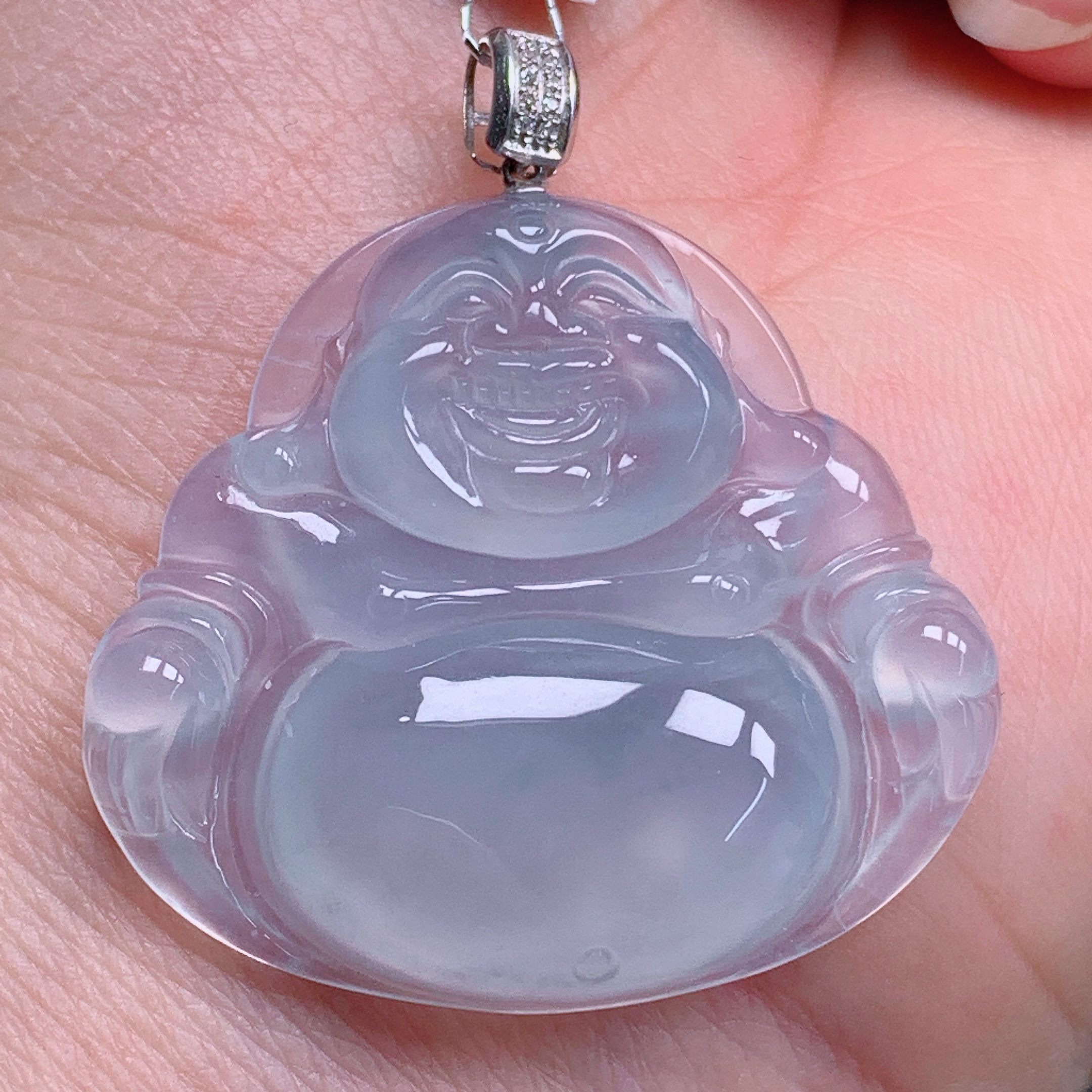 天然缅甸翡翠A货18k冰佛公气质精美尺寸32+28.3+5.5  447