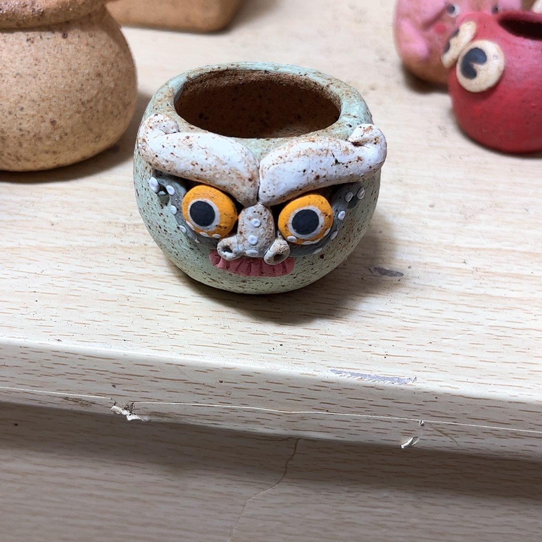 泥塑古镇炻陶花盆