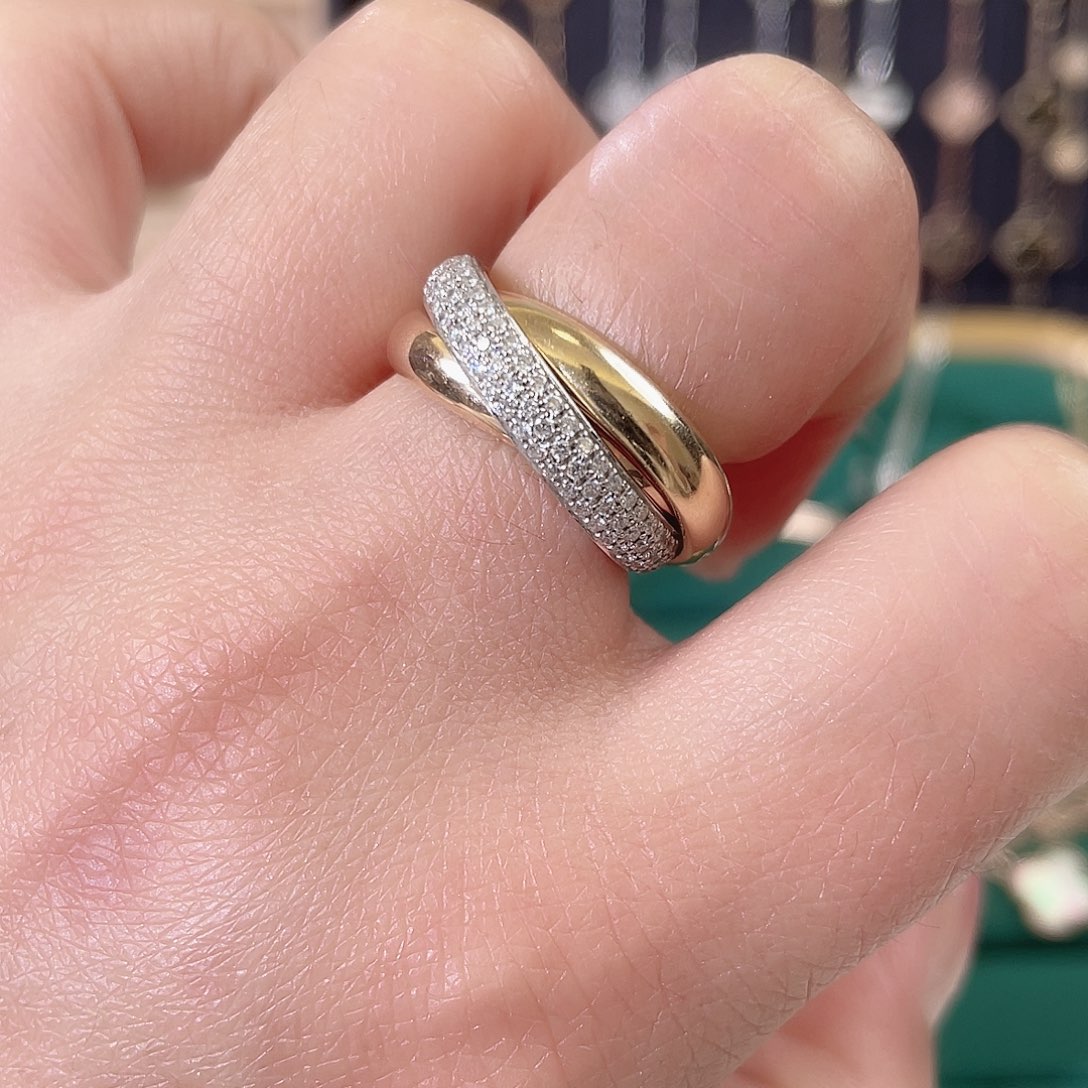 钻石戒指/指环18K金镶嵌三色戒指