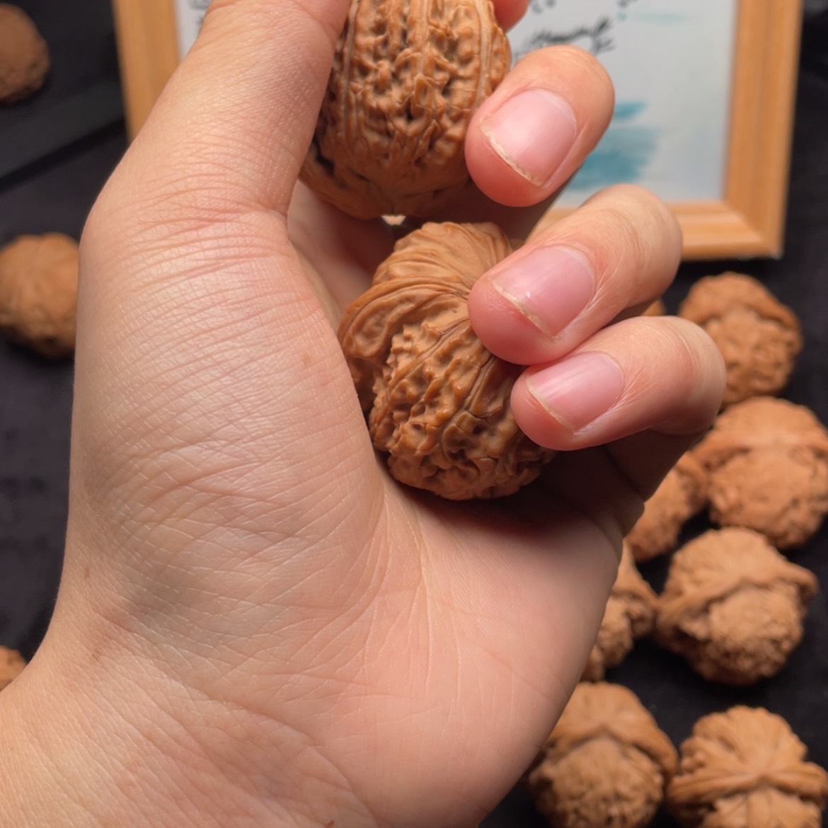 【闪购商品】文玩核桃把件吃****脑全品闷白