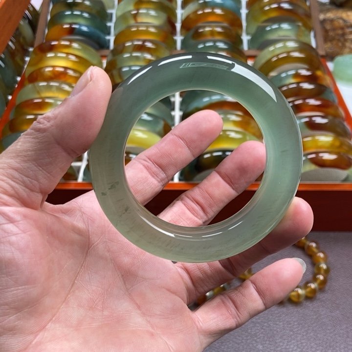 呢***i蛇纹石玉未镶嵌手镯手串挂件