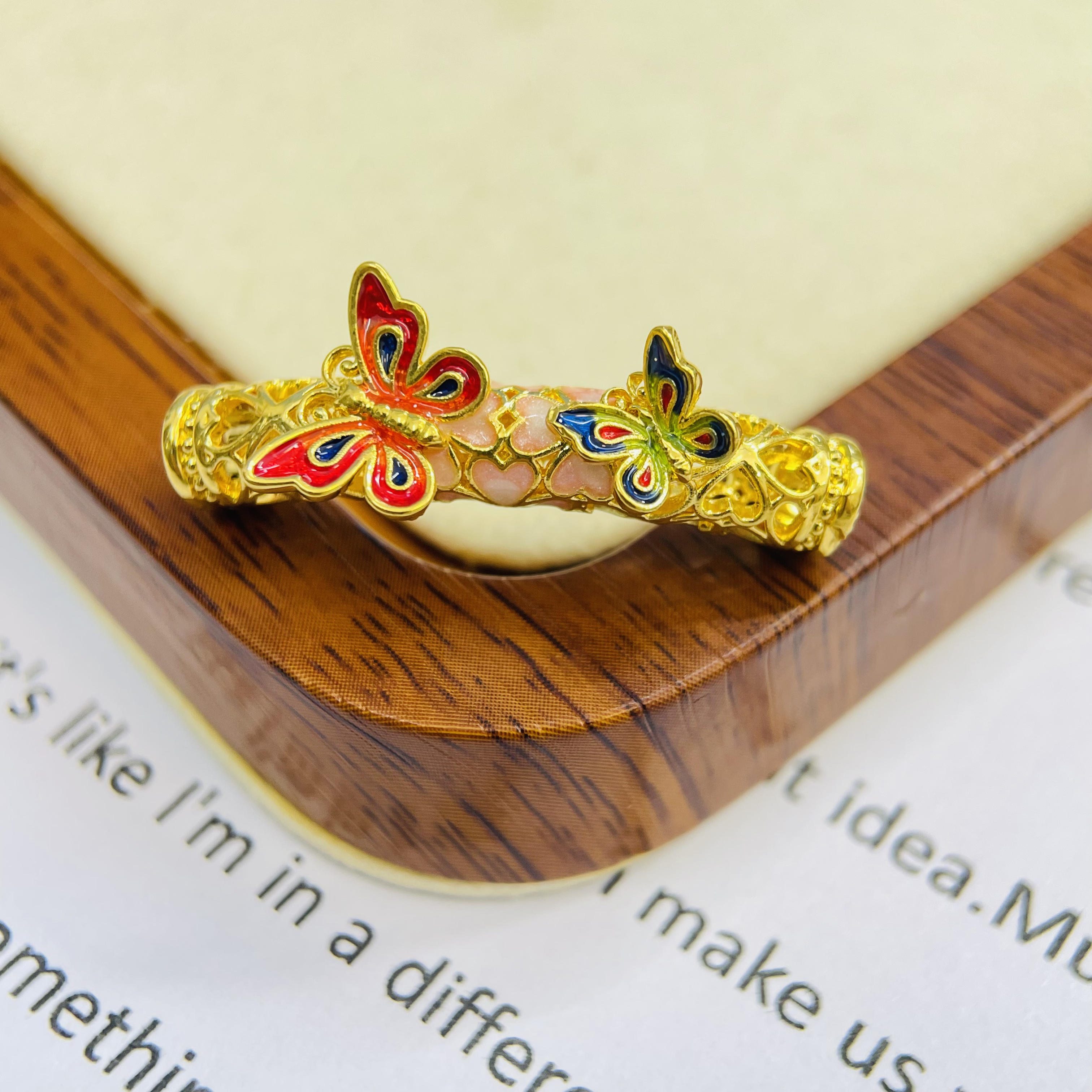 足金999小珐琅彩蝴蝶弯管黄金首饰配件DP2824-0900