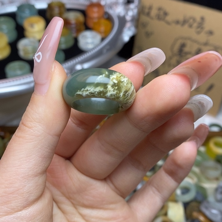 蛇纹石玉合金戒指31-17.8