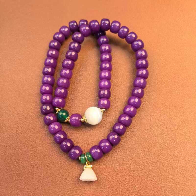 JG0048-紫菩提双圈+风铃花挂件（无礼盒）