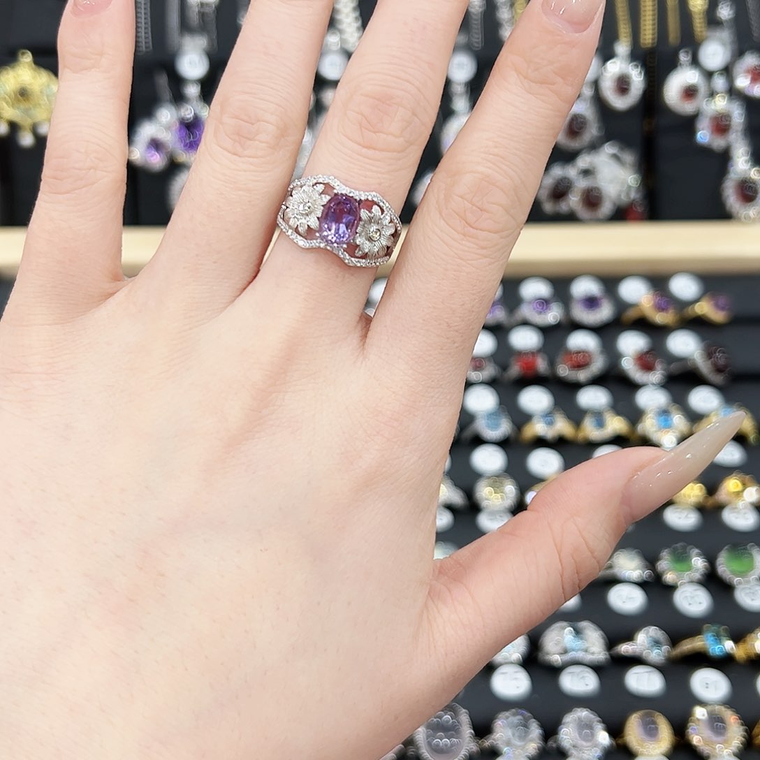 紫晶戒指银S925镶嵌戒指