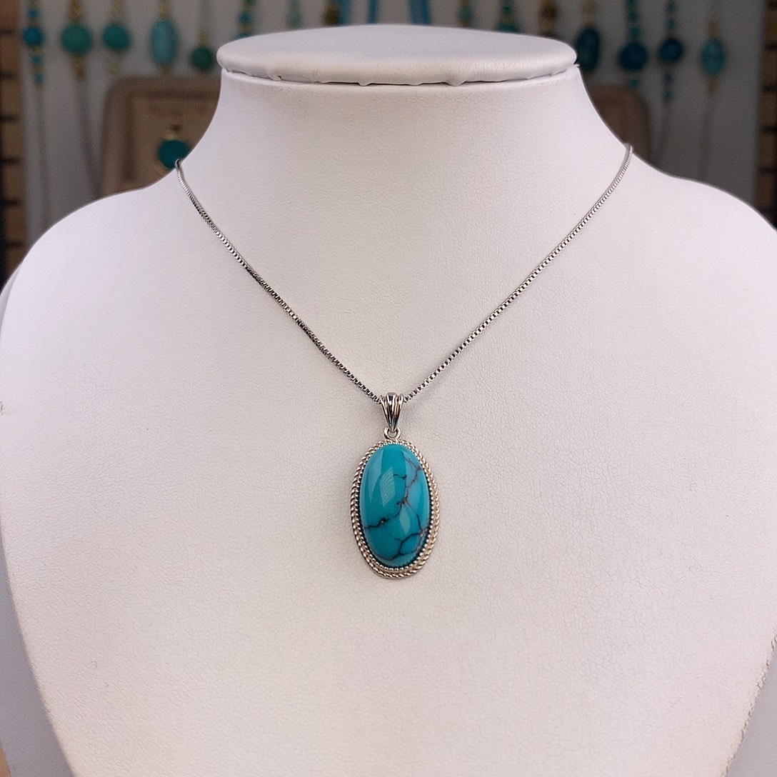 绿松石银S925镶嵌颈饰