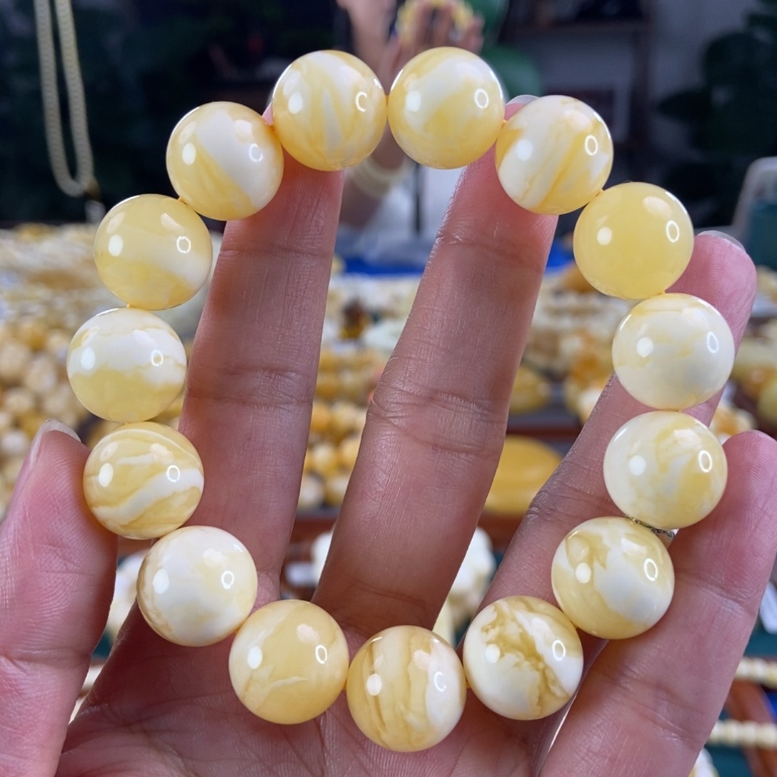 琥珀手链未镶嵌15圆珠28.6