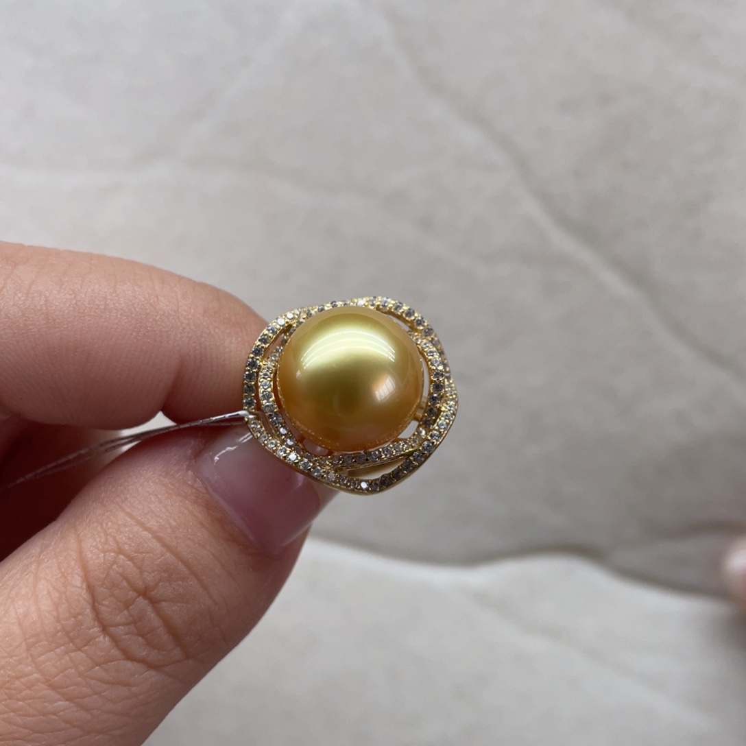 海水珍珠戒指银S925镶嵌12-13mm