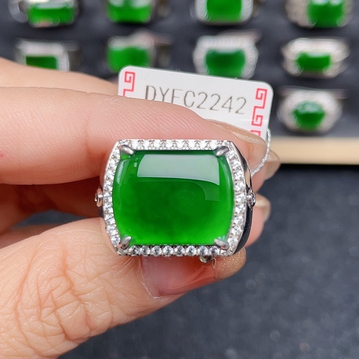 翡翠戒指银S925镶嵌！*！没有运费险编号2242