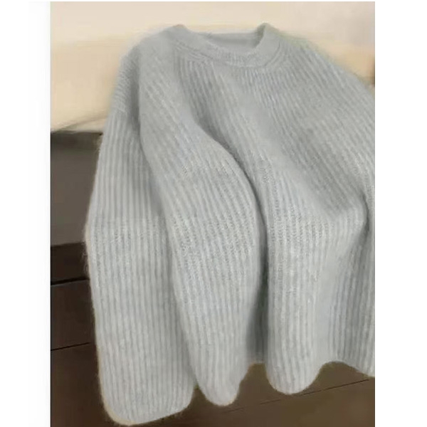 全毛高货~羊毛+浣熊绒~胸124-200长65宽松慵懒长袖针织毛衣 2082