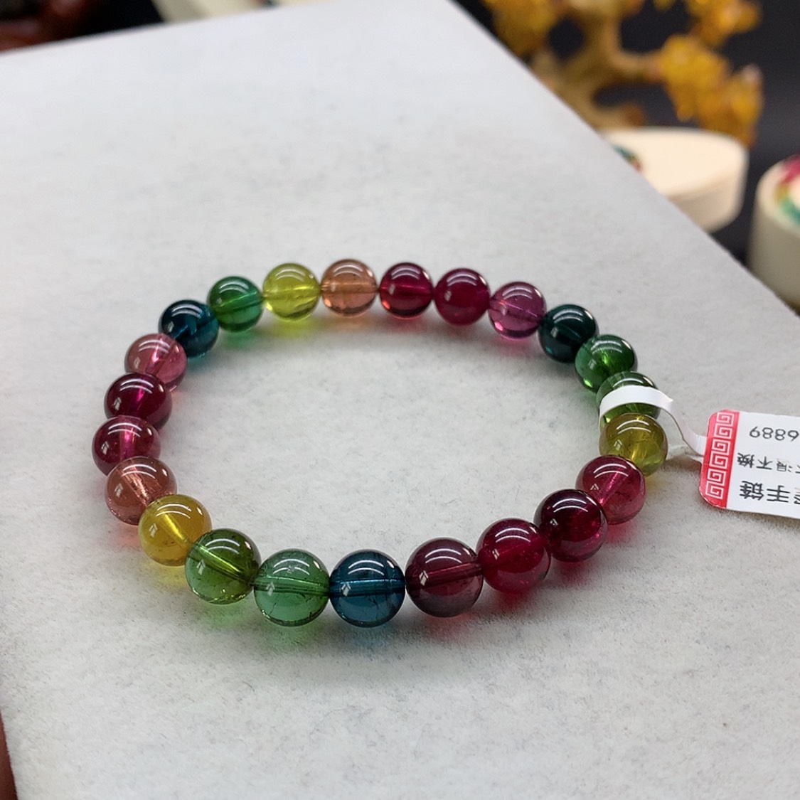 【闪购商品】未镶嵌手链碧玺浓艳色标单圈8