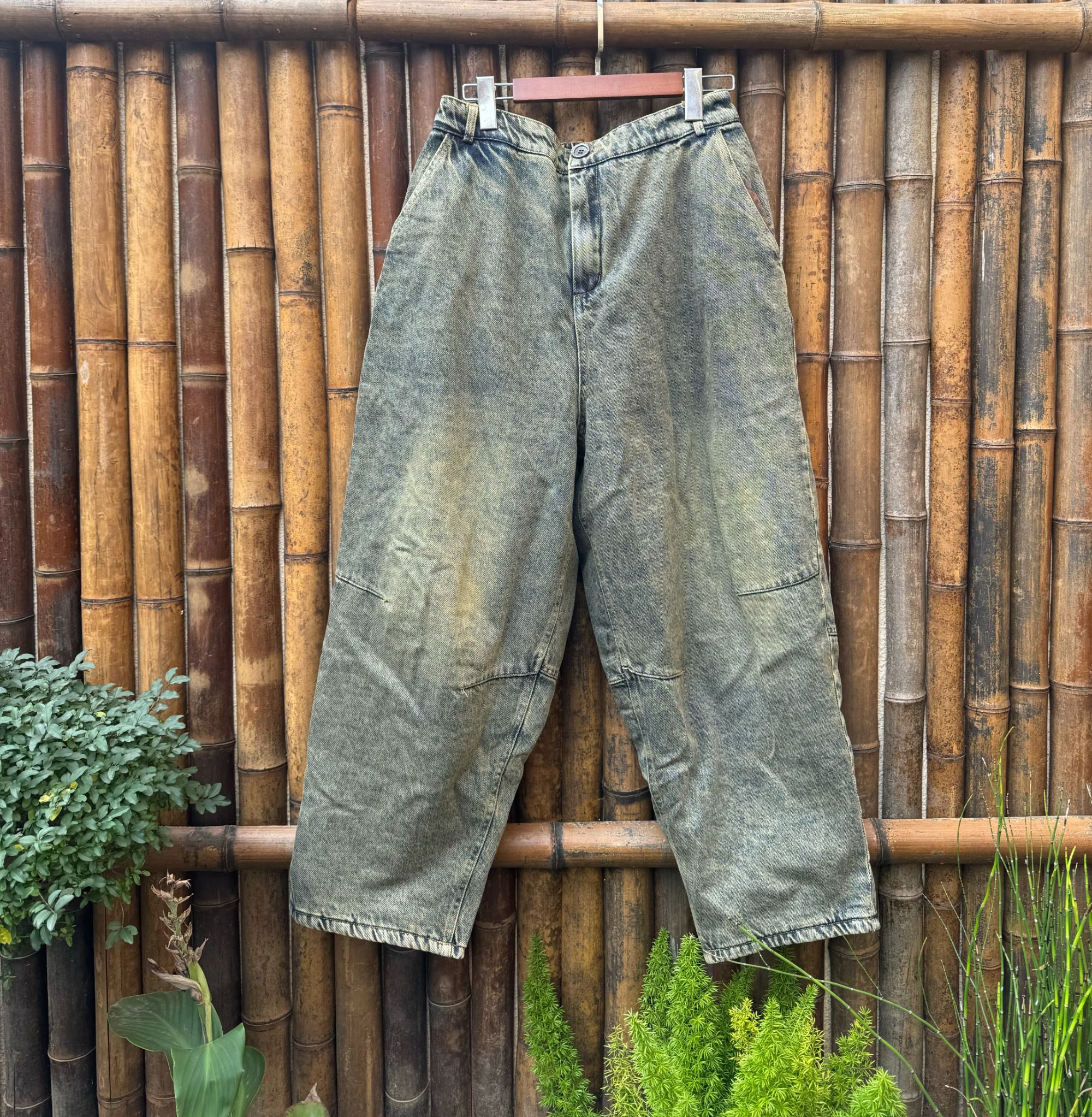 棉叙布衣分享25109文艺水洗做旧牛仔裤直筒裤复古宽松裤子阔腿裤