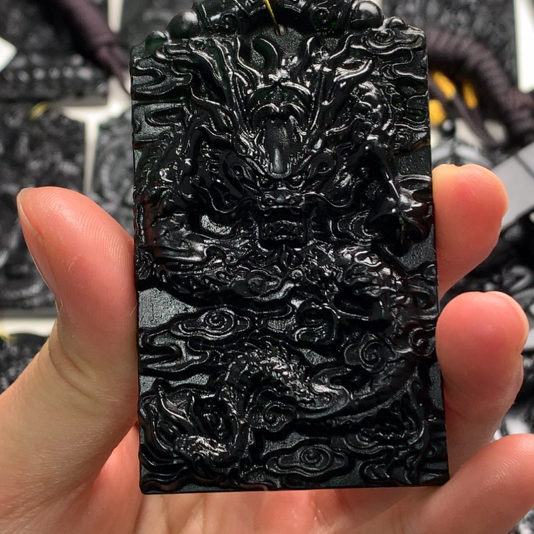 天然缅甸a货钢琴黑挂件