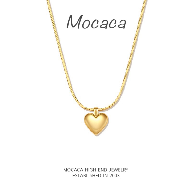 铜合金项链 MOCACA 镀k金 张远同款爱心吊坠项链 MAC53