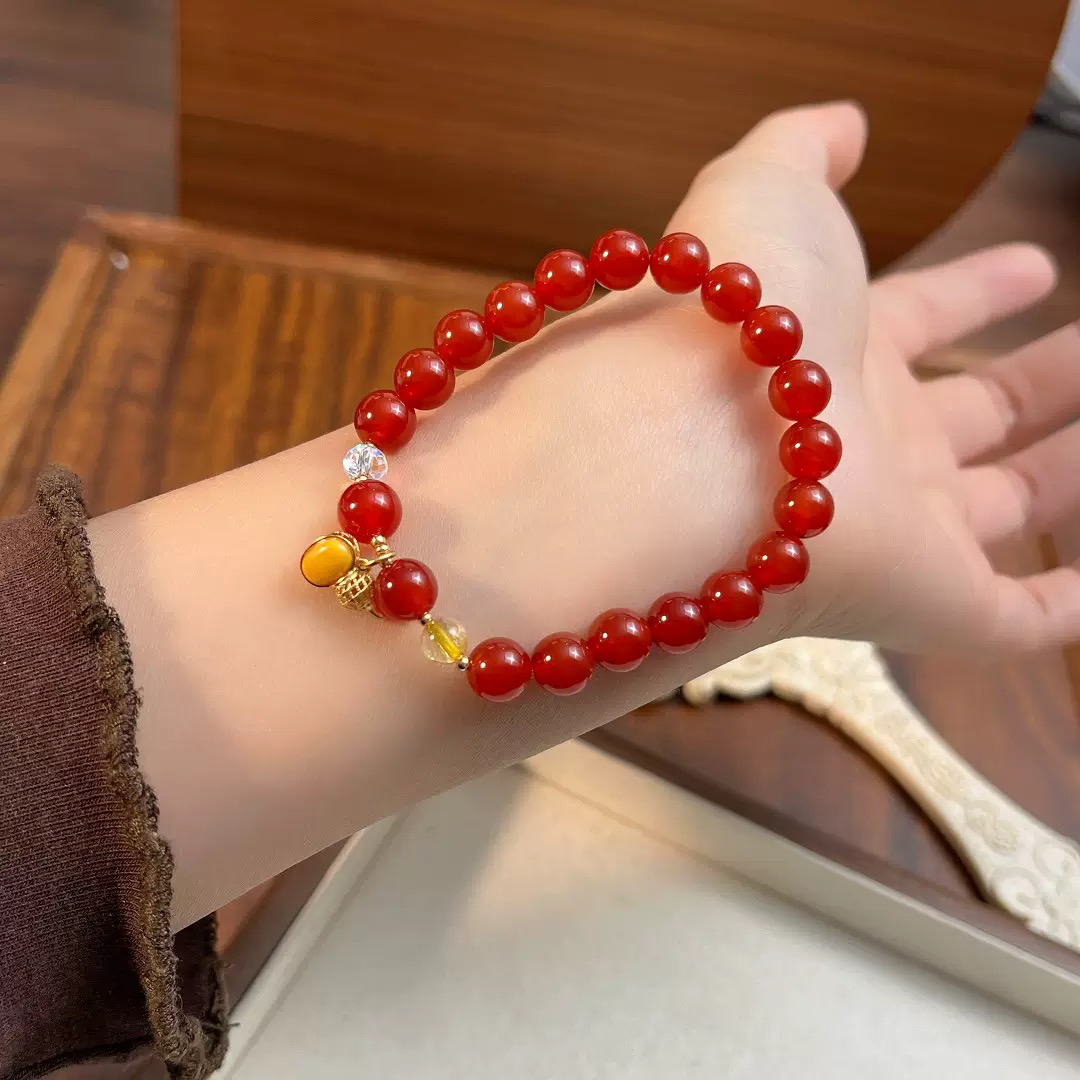 红玛瑙蜜蜡葫芦吊坠DIY女士气质女款国风小红书爆款礼物