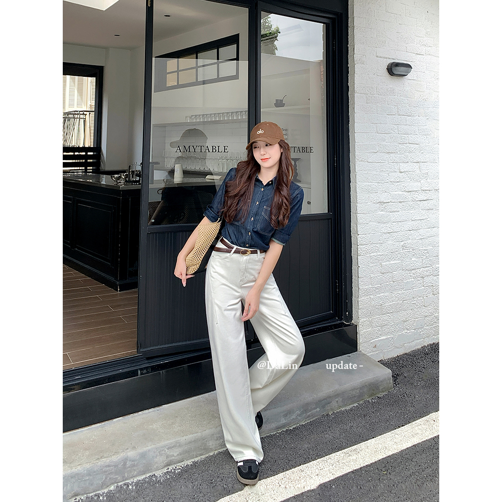 DUOXINIU/多喜牛/DaLin秋季新款牛仔裤女窄版弯刀裤宽松显腿长