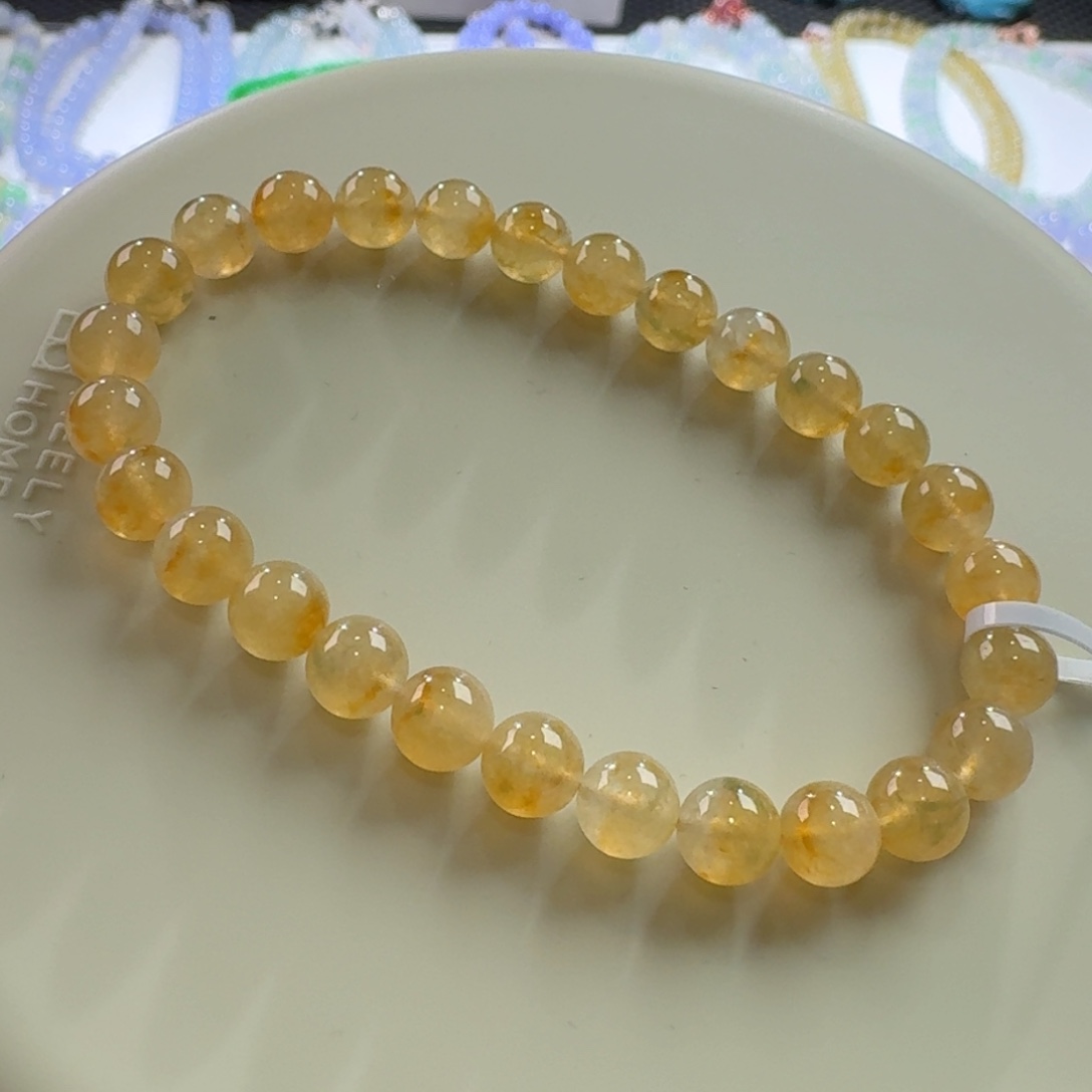 翡翠手链未镶嵌冰黄翡卡6.8时尚百搭