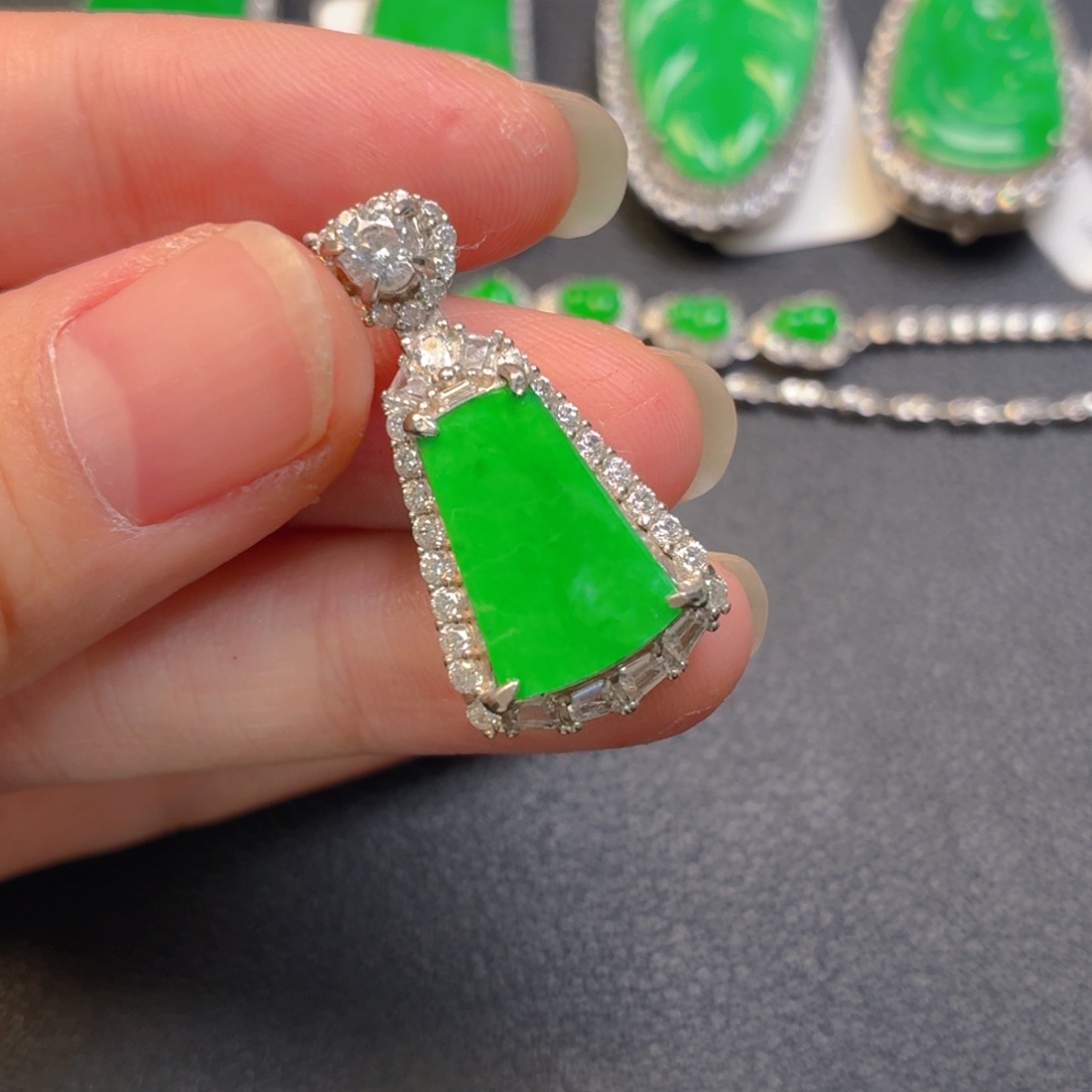 翡翠银S925镶嵌吊坠(不含链)