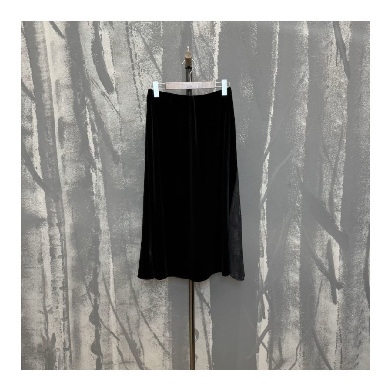 设计师订制款蕾丝拼接丝绒半裙（裙长80cm)(682683)设计女装