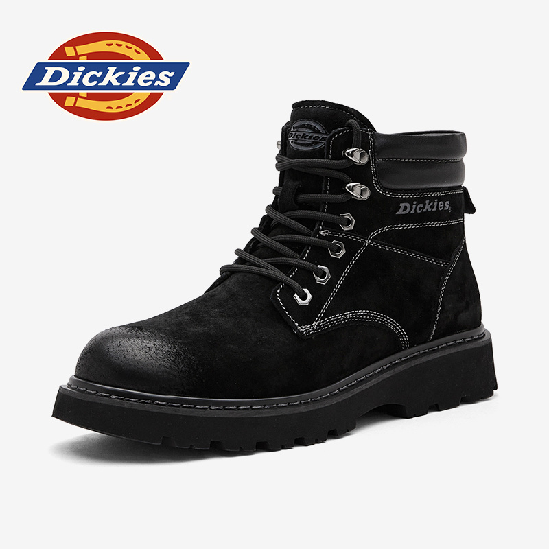 Dickies黑色马丁靴男款2025新款秋季男鞋真皮靴增高工装靴