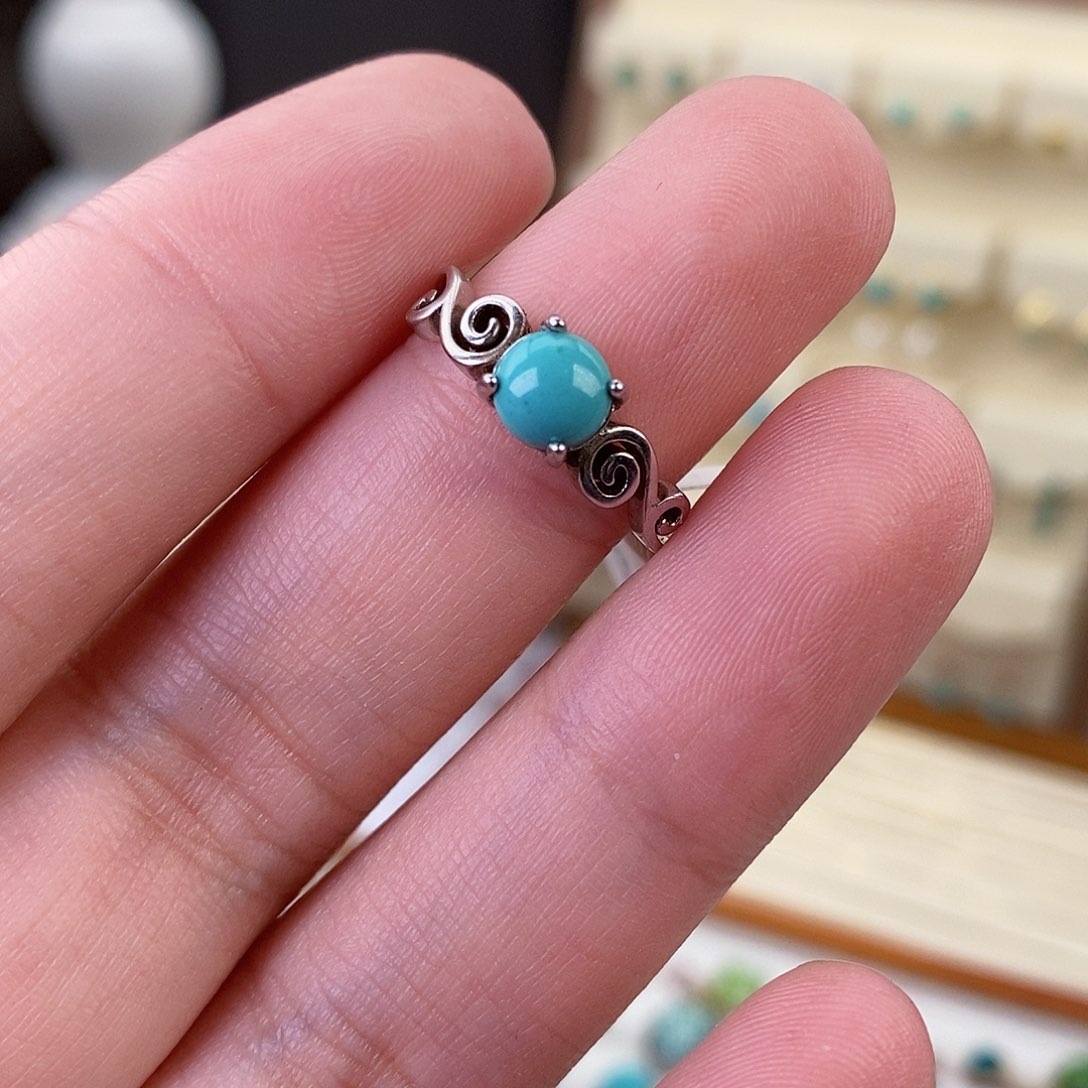 绿松石戒指银S925镶嵌