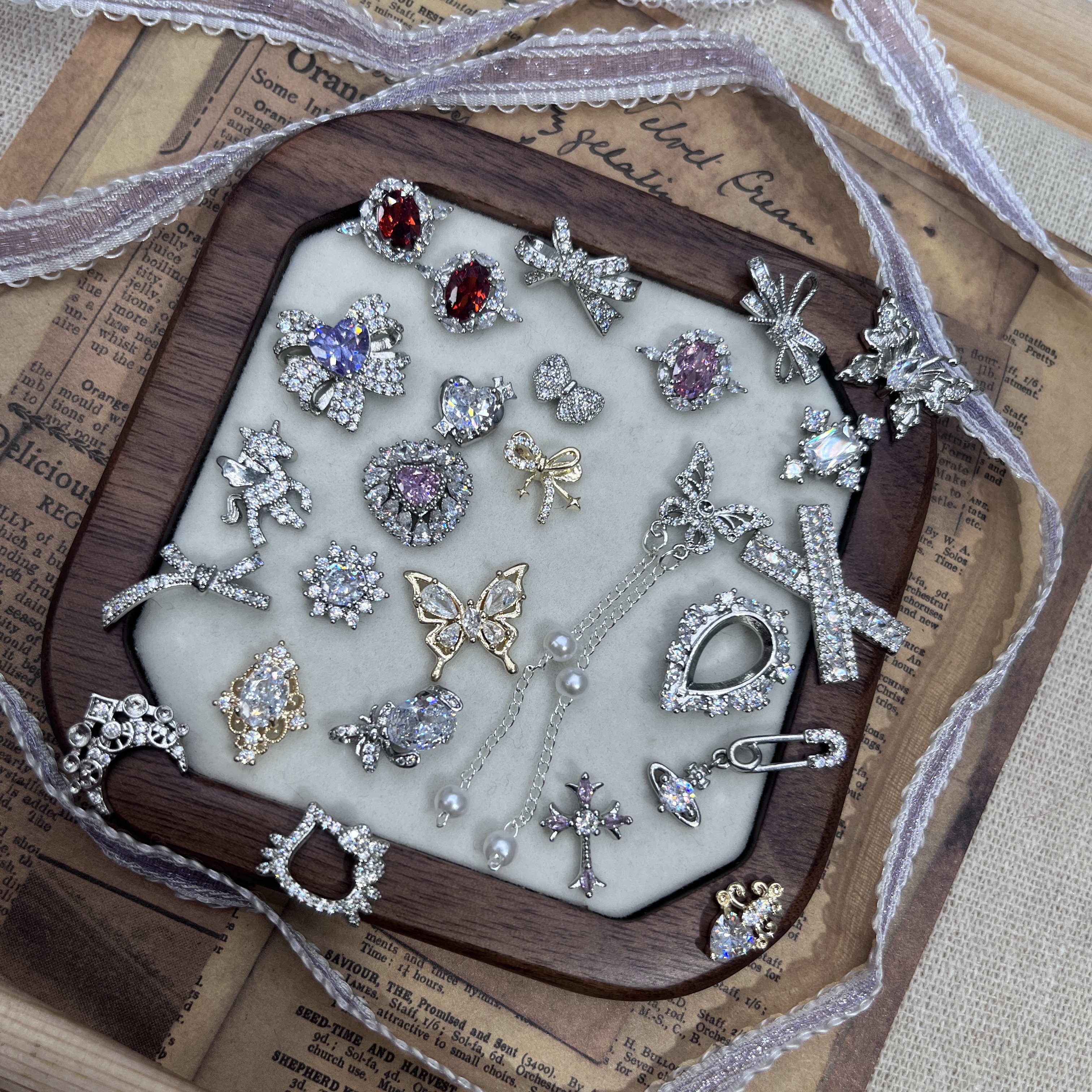 懒懒专享 铜镶锆石美甲饰品单款高保色超闪买不了吃亏，买不到上当