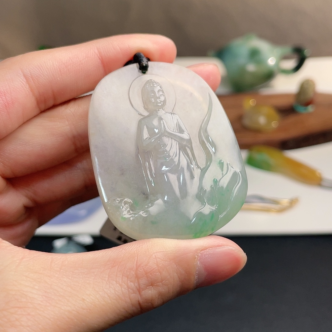 翡翠未镶嵌颈饰福慧双修