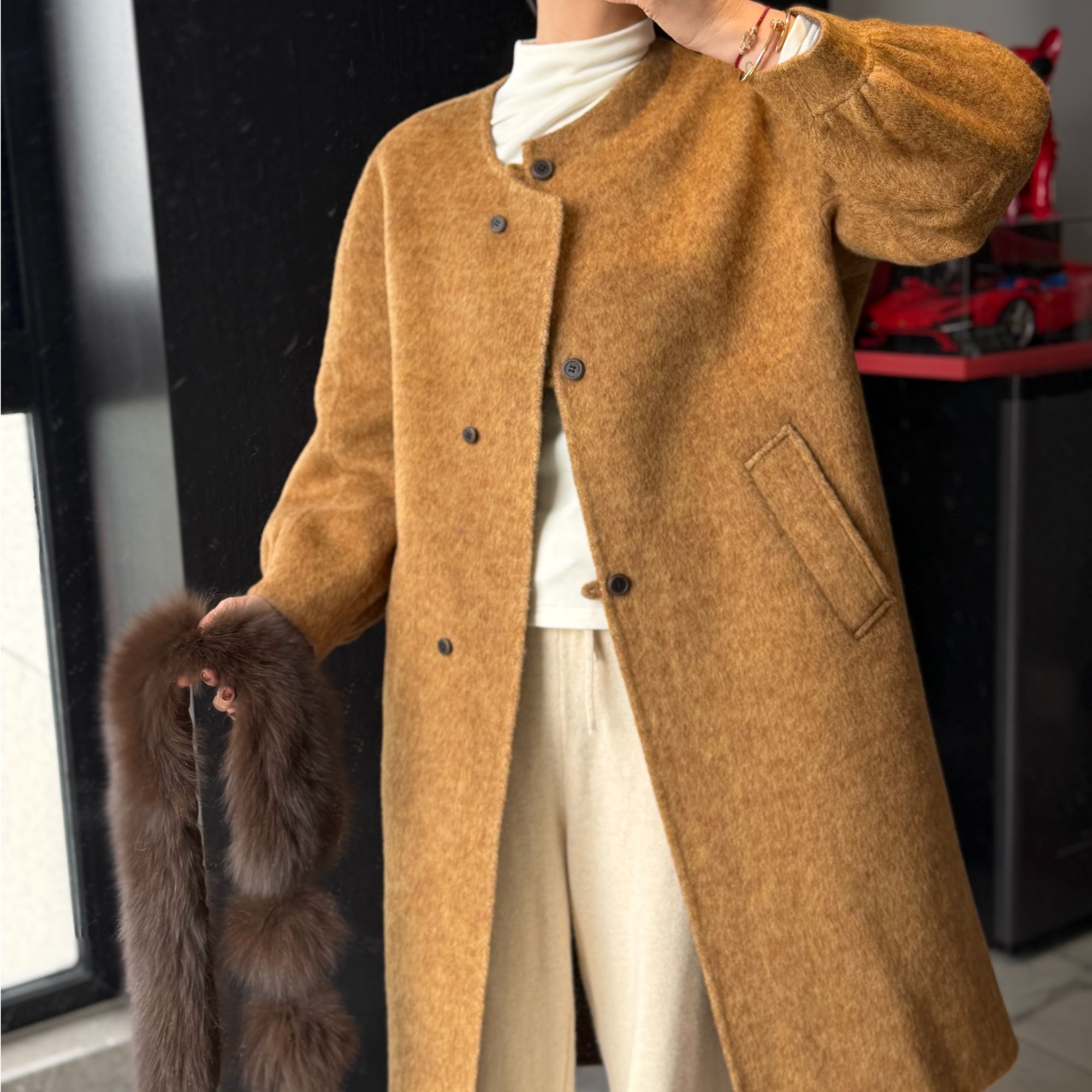 中长款毛呢外套呢子冬季双门襟大衣时尚秋冬韩版女装气质