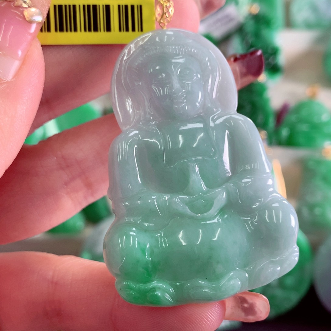 翡翠吊坠(不含链)18K金镶嵌