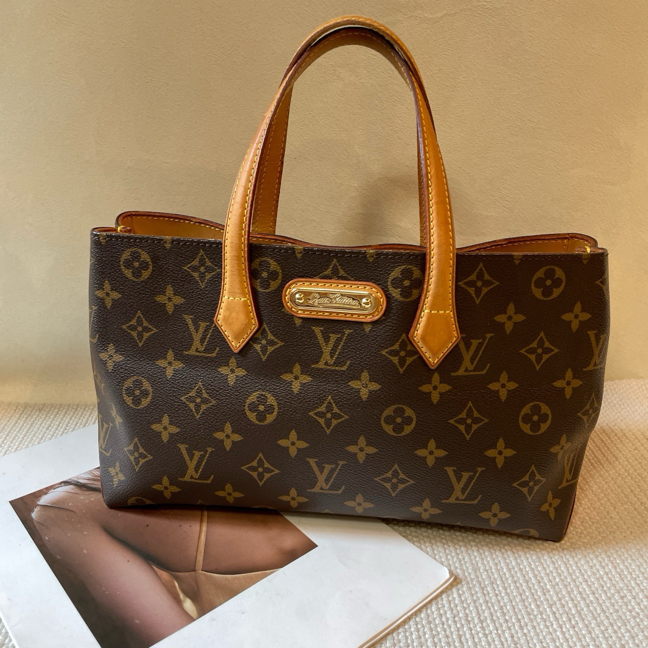 95新 LouisVuitton/路易威登 wilshire老花托特手提包