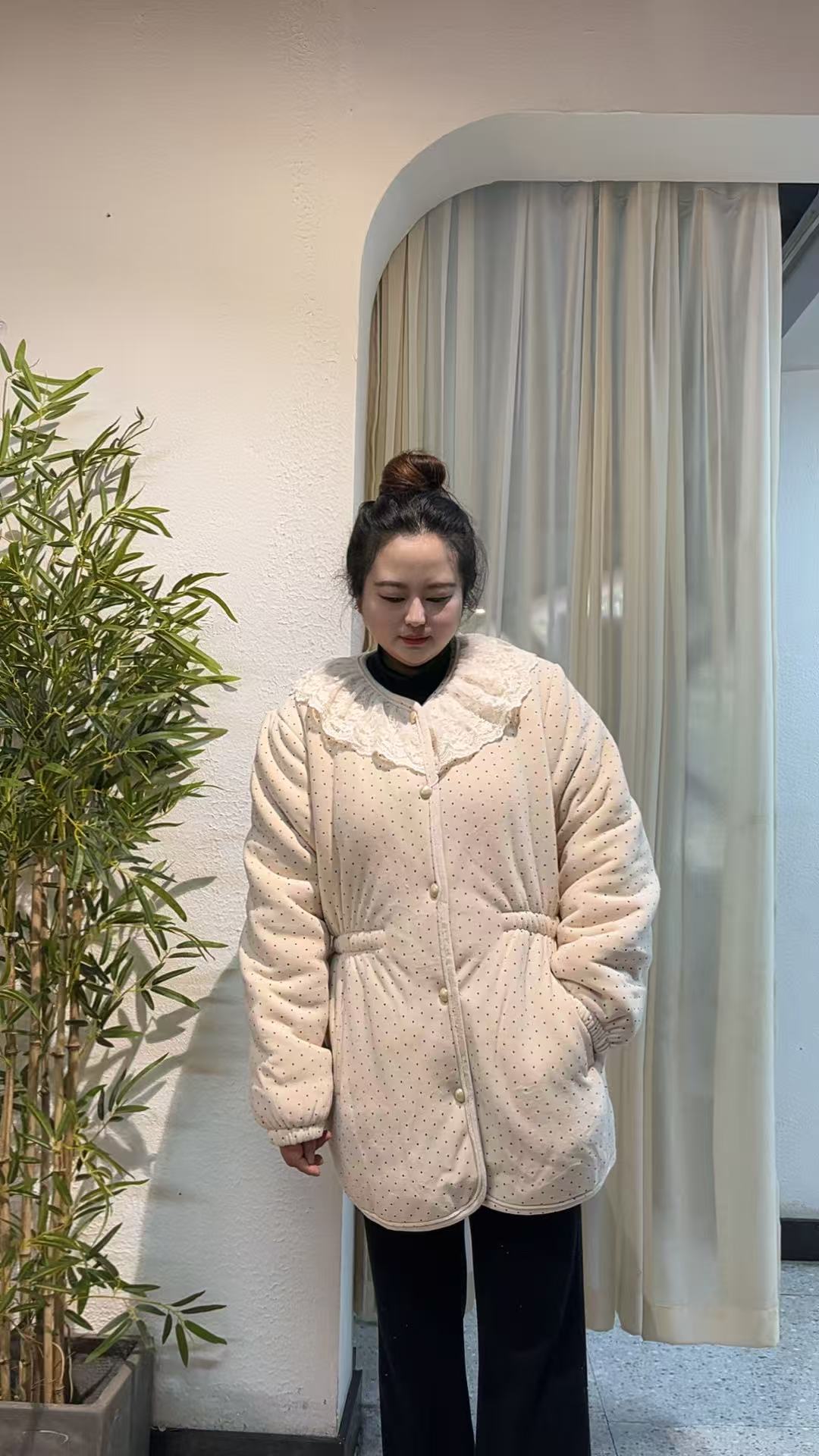 (01款)蕾丝外穿睡衣三层加厚家居服