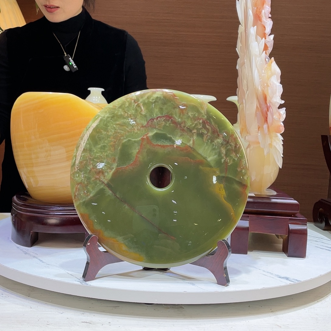 玉精品天然玉石平安扣摆件