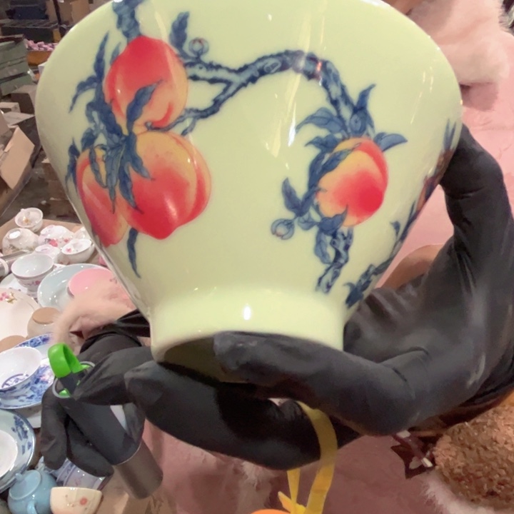 陶摆件景德镇高温瓷老厂瓷斗笠碗
