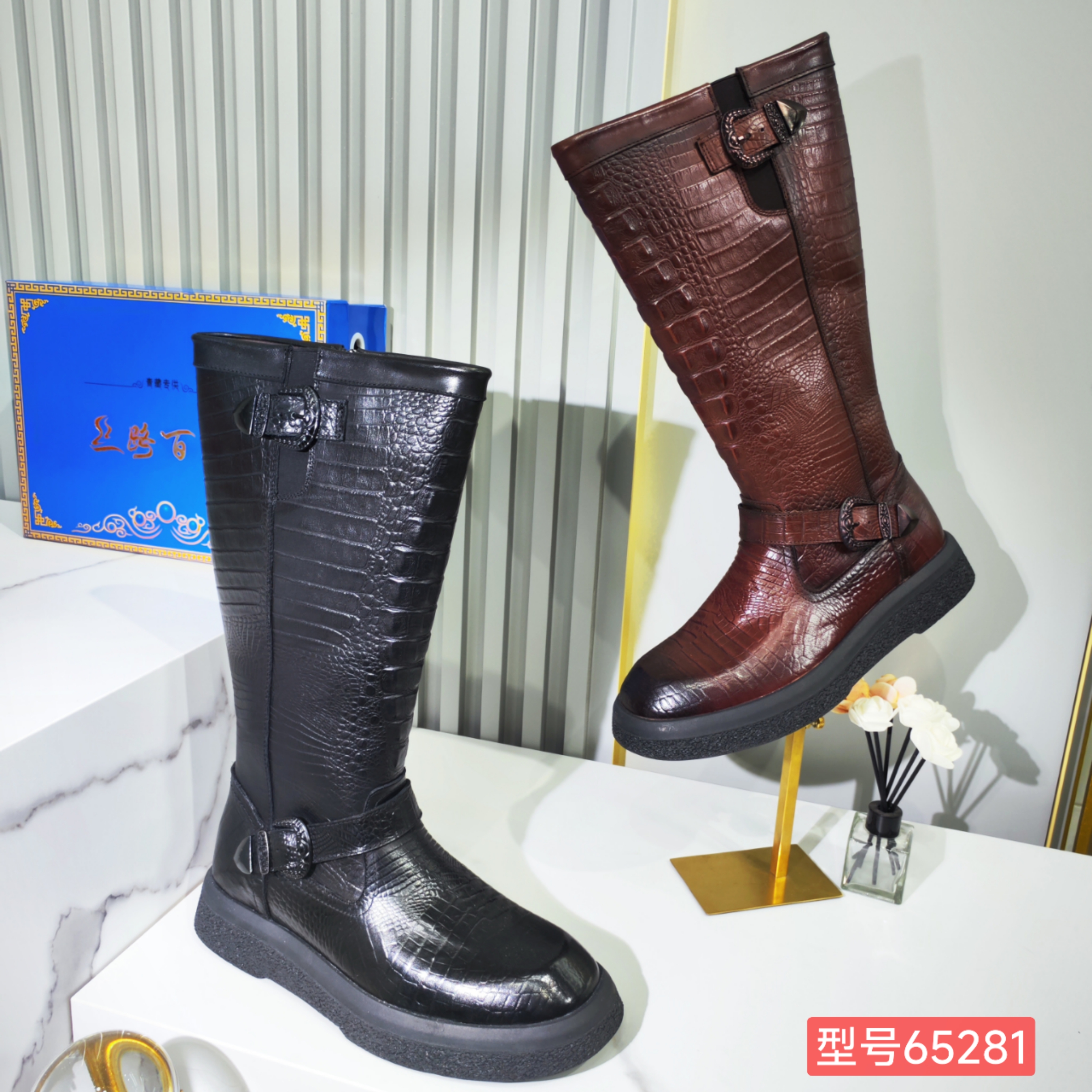 65281藏式牛皮马靴蒙古靴藏族跳舞鞋搭配藏装青海西藏甘孜包邮