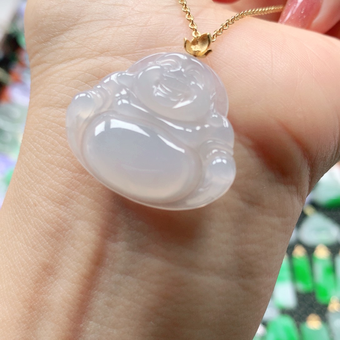 吊坠(不含链)18K金镶嵌翡翠