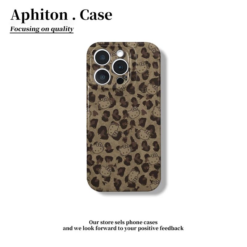 美拉德豹纹Kitty猫头像适用iPhone苹果16pro手机壳15/14菲林13光