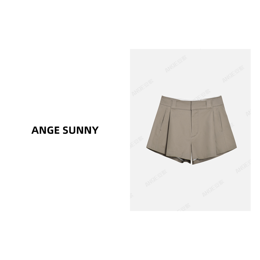 ANGE SUNNY【褶裥工装短裤】腰头字母宽松显瘦短裤 时尚新款