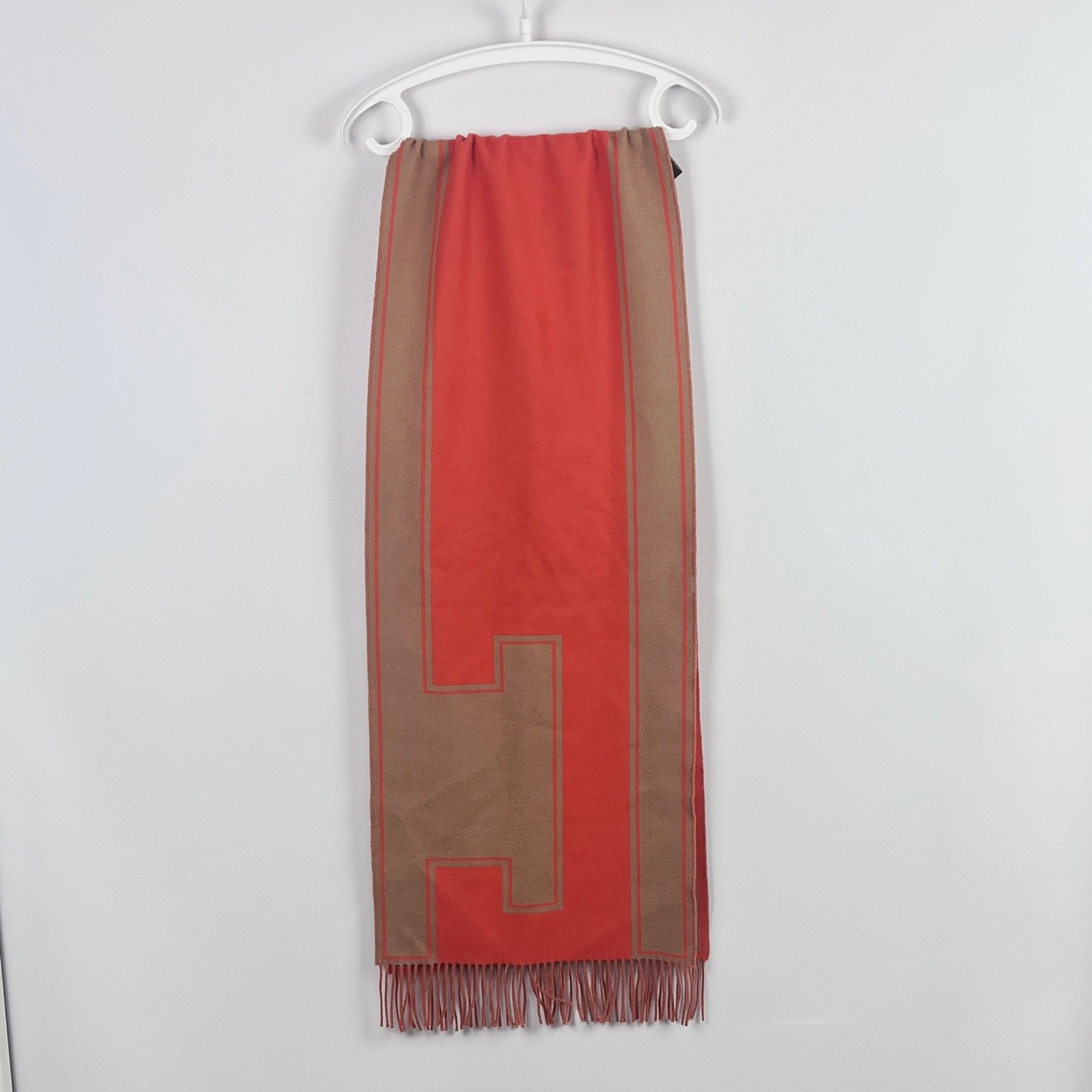 99新 Hermes/爱马仕 拼色图案印花山羊绒围巾 99新 lm3121 长195