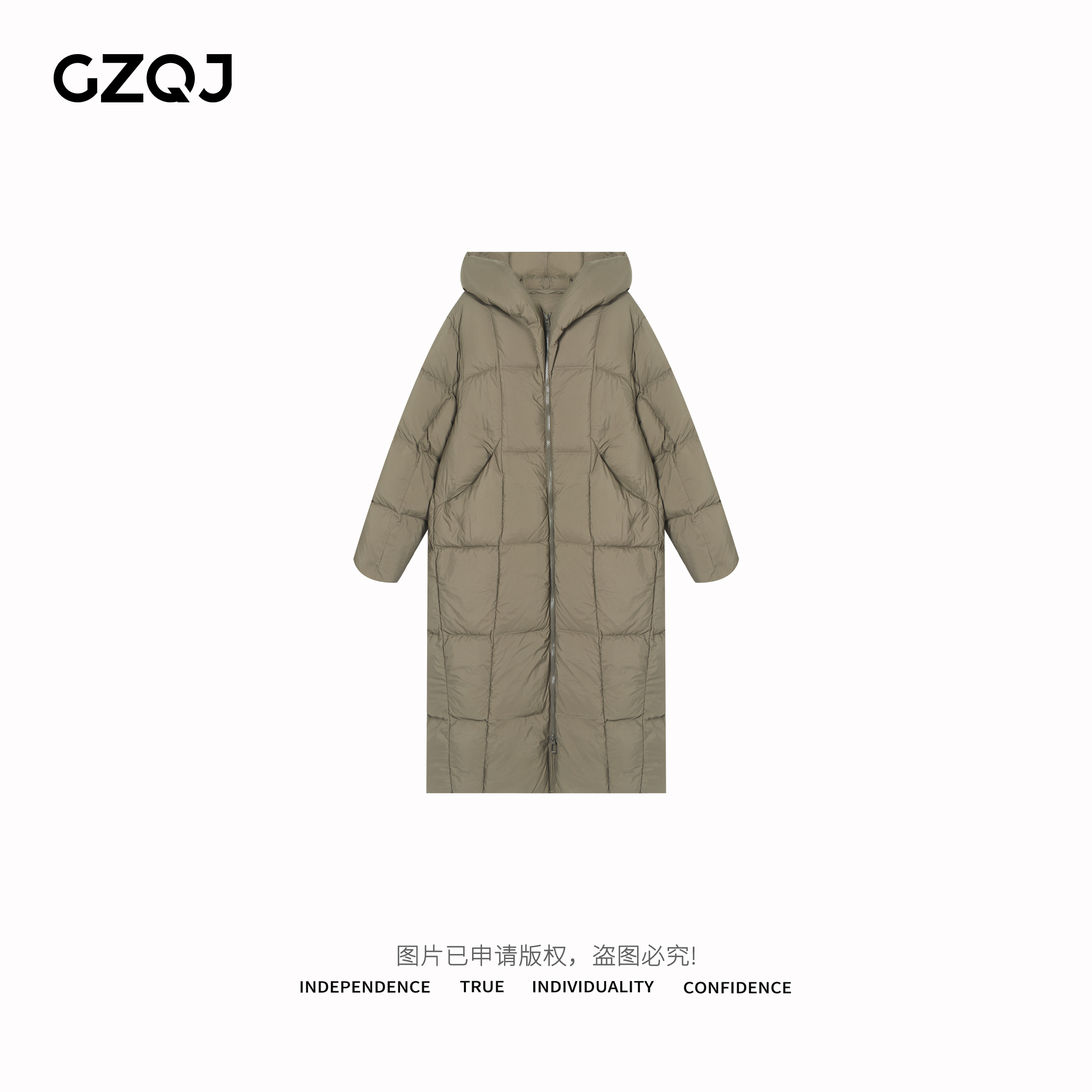 GZQJ【冬季探索者】秋冬时尚连帽长款保暖羽绒服外套上衣75674(瑕)