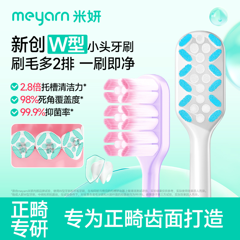 【W型正畸牙刷】米妍W型正畸专用牙刷软毛小头牙缝刷成人青少年牙刷