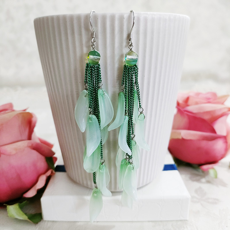 铜合金耳饰 民族风手工长款流苏吊坠耳环3169