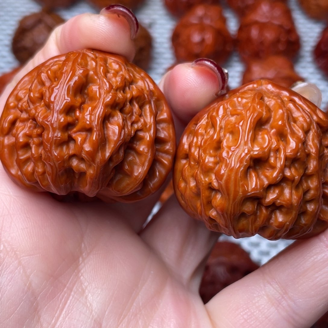 桃核吊坠文玩核桃 手把件 白狮子 40