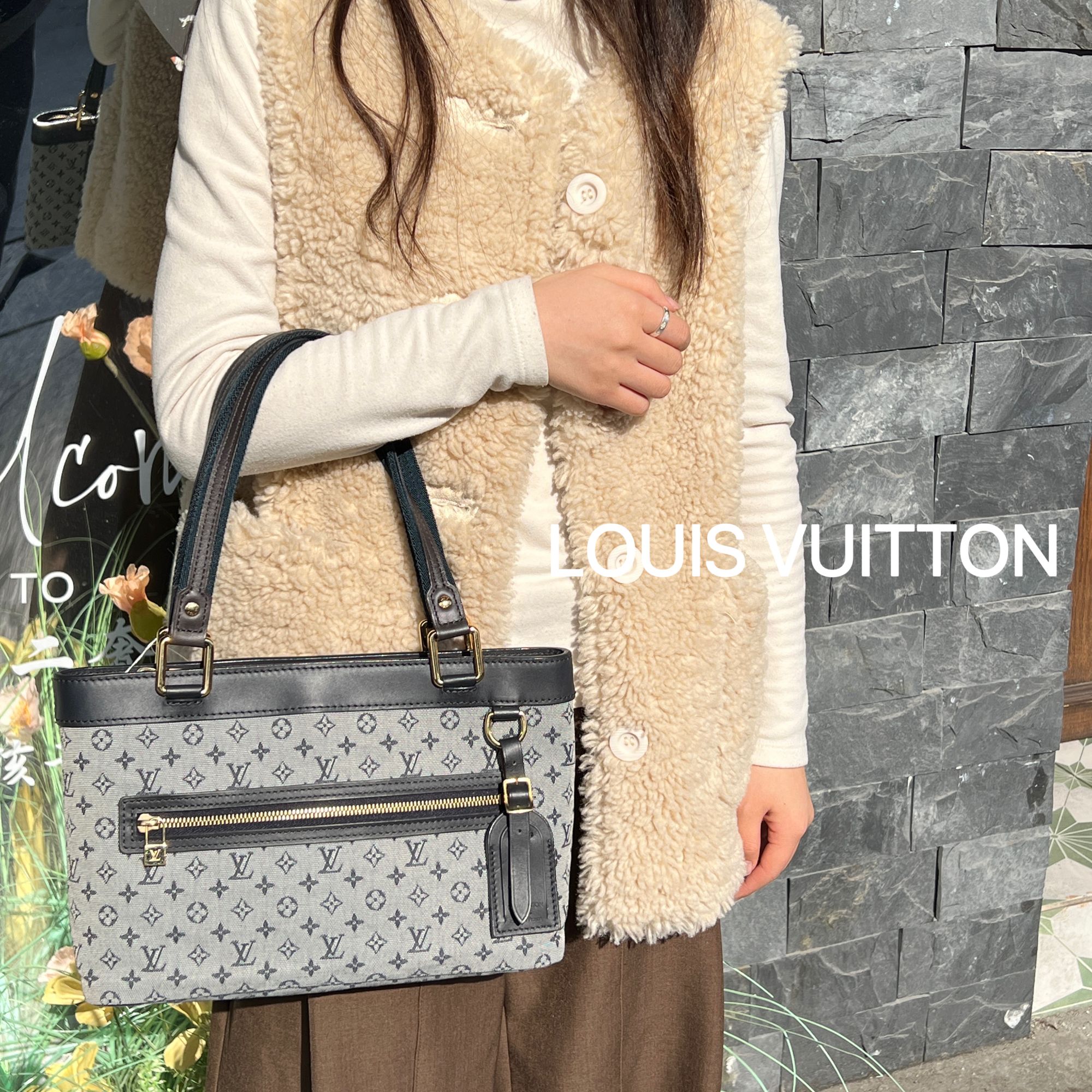 95新 LouisVuitton/路易威登 L23经典丹宁开口笑包95新/代卖服务