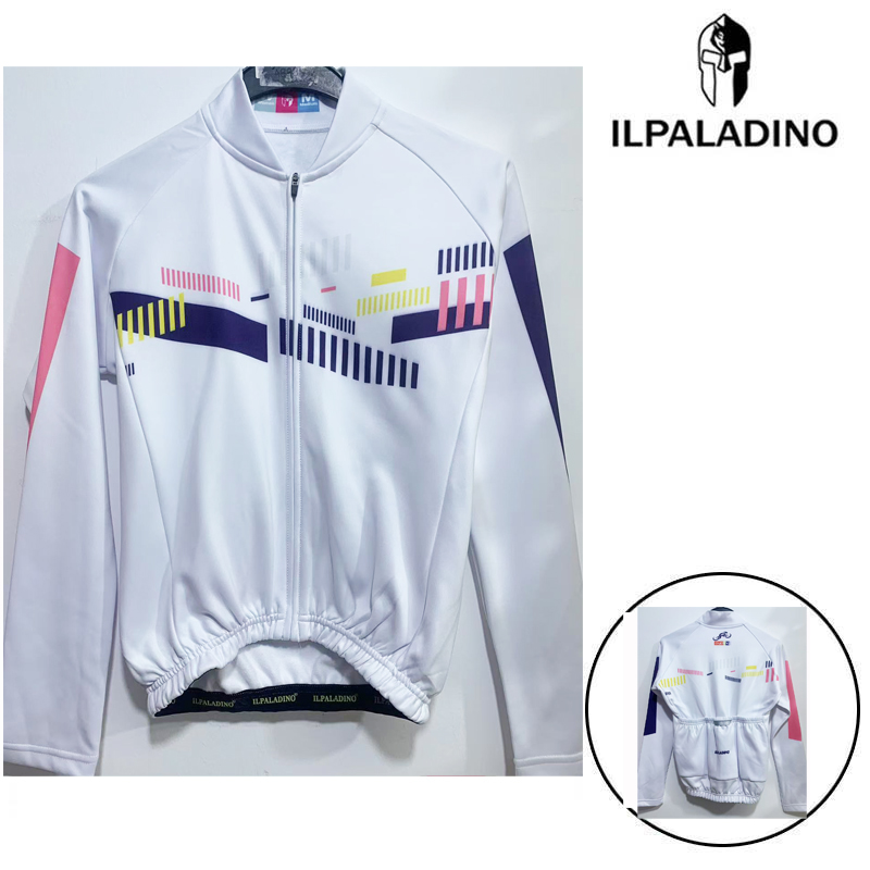 SQ 74【白色粉条纹抓绒长袖男士】ILPALADINO骑行服长袖春秋冬户外